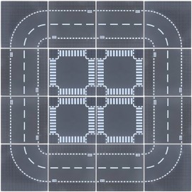 City Road Street Baseplate Straight Crossroad Curve DIY Building Blocks Sets Compatible LegoINGs Parts Base Plate Bricks Toys