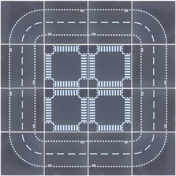 City Road Street Baseplate Straight Crossroad Curve DIY Building Blocks Sets Compatible LegoINGs Parts Base Plate Bricks Toys