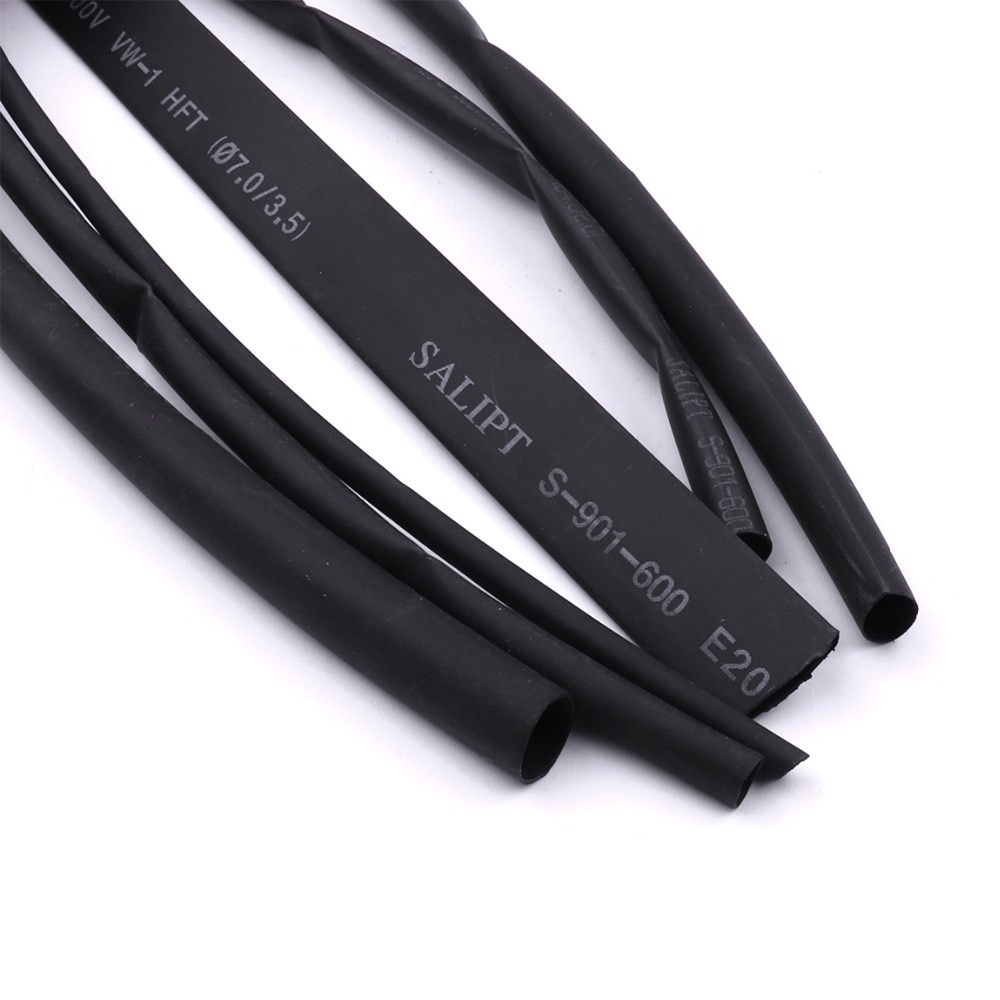 High Quality 6Pcs/Lot 2:1 Black 100cm Heat Shrink Tubing Tube 2mm 3mm 4mm 5mm 6mm 7mm Car Electrical Insulation Cable Kit