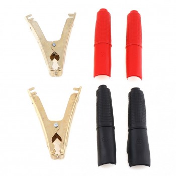2 Pcs90mm 100A Pure Copper Car Vehicle Battery Test Alligator Clips with Soft Silica Gel Insulated Jacket