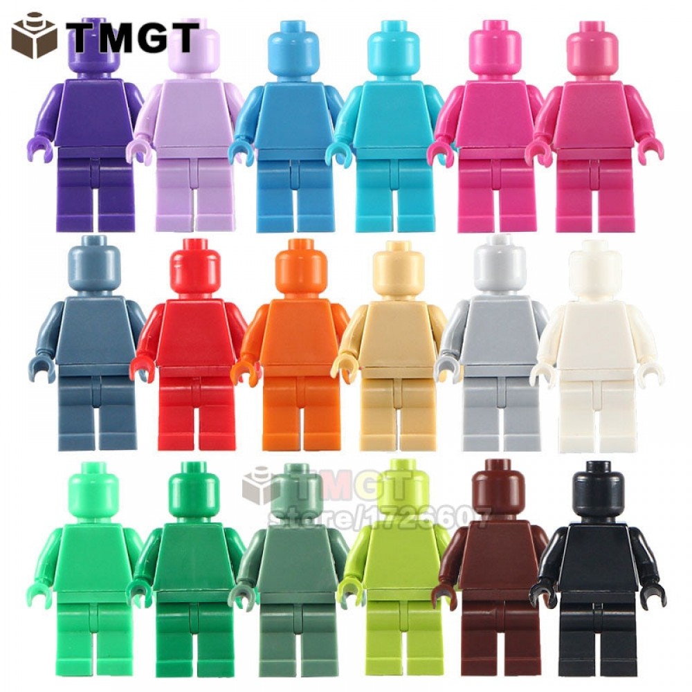 TMGT Single Sale Legoings Figures Blank Unprinted Pure Color The Childrens Designer Kid DIY Custom Building Blocks Toys