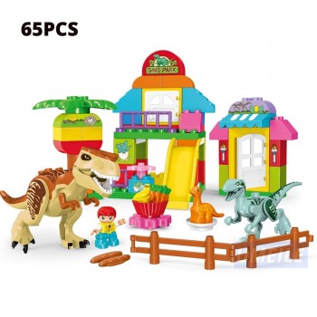 UMEILE 15/39/65/100 PCS Jurassic Dinosaur World Large Building Blocks Toys Animal Set Brick Compatible with Duplo Gift