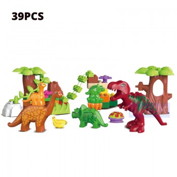 UMEILE 15/39/65/100 PCS Jurassic Dinosaur World Large Building Blocks Toys Animal Set Brick Compatible with Duplo Gift