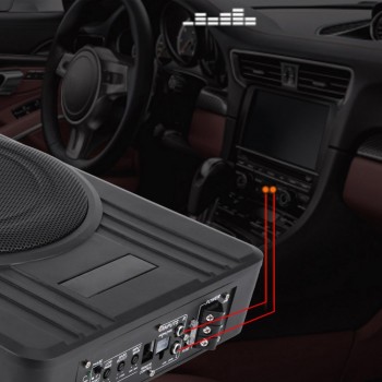 High Power Under-Seat Car Active Subwoofer Speaker 10 Inch 12V 600W Black Ultra-Thin Car Audio Active Sub Woofers Amplifier
