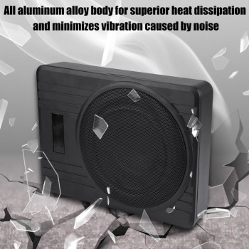 High Power Under-Seat Car Active Subwoofer Speaker 10 Inch 12V 600W Black Ultra-Thin Car Audio Active Sub Woofers Amplifier