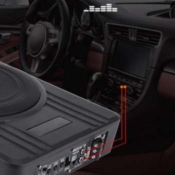 10in 600W Ultra-Thin Under-Seat Car Active Subwoofer Audio Bass Enclosure Speaker Amplifier