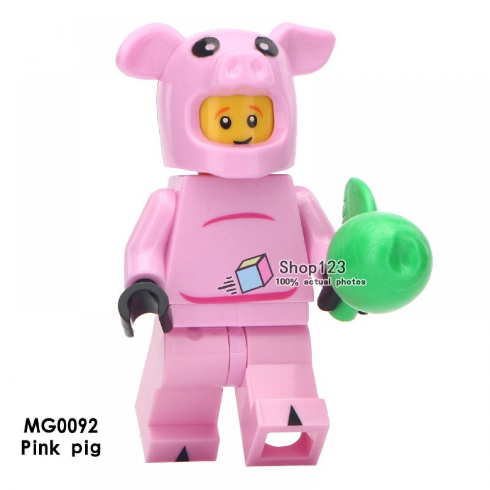 Single Sale Lovely Cartoon Animal Pink Pig Model For Girls Gifts Legoings Doll Minifigured Building Blocks For Children Toys