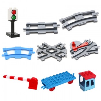 Vehicle track Sets Bricks Railway Big rail Building Blocks trailer track accessory DIY Child Toys Compatible with Duplo Car Gift