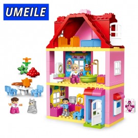 UMEILE Friends Brick Set Pink City Girl Princess Family House Kids Toys Building Block Compatible with  Duplo Gift