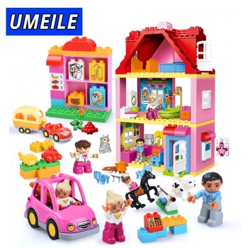 UMEILE Friends Brick Set Pink City Girl Princess Family House Kids Toys Building Block Compatible with  Duplo Gift