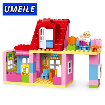 UMEILE Friends Brick Set Pink City Girl Princess Family House Kids Toys Building Block Compatible with  Duplo Gift