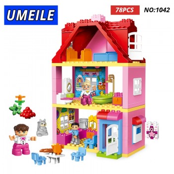UMEILE Friends Brick Set Pink City Girl Princess Family House Kids Toys Building Block Compatible with  Duplo Gift