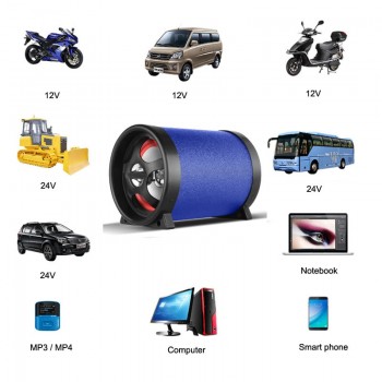 5 inch 12V24V220V Car Active Bluetooth Subwoofer Speakers Audio Stereo HiFi Motorcycle Auto Truck Sub Bass Woofer TF USB Support