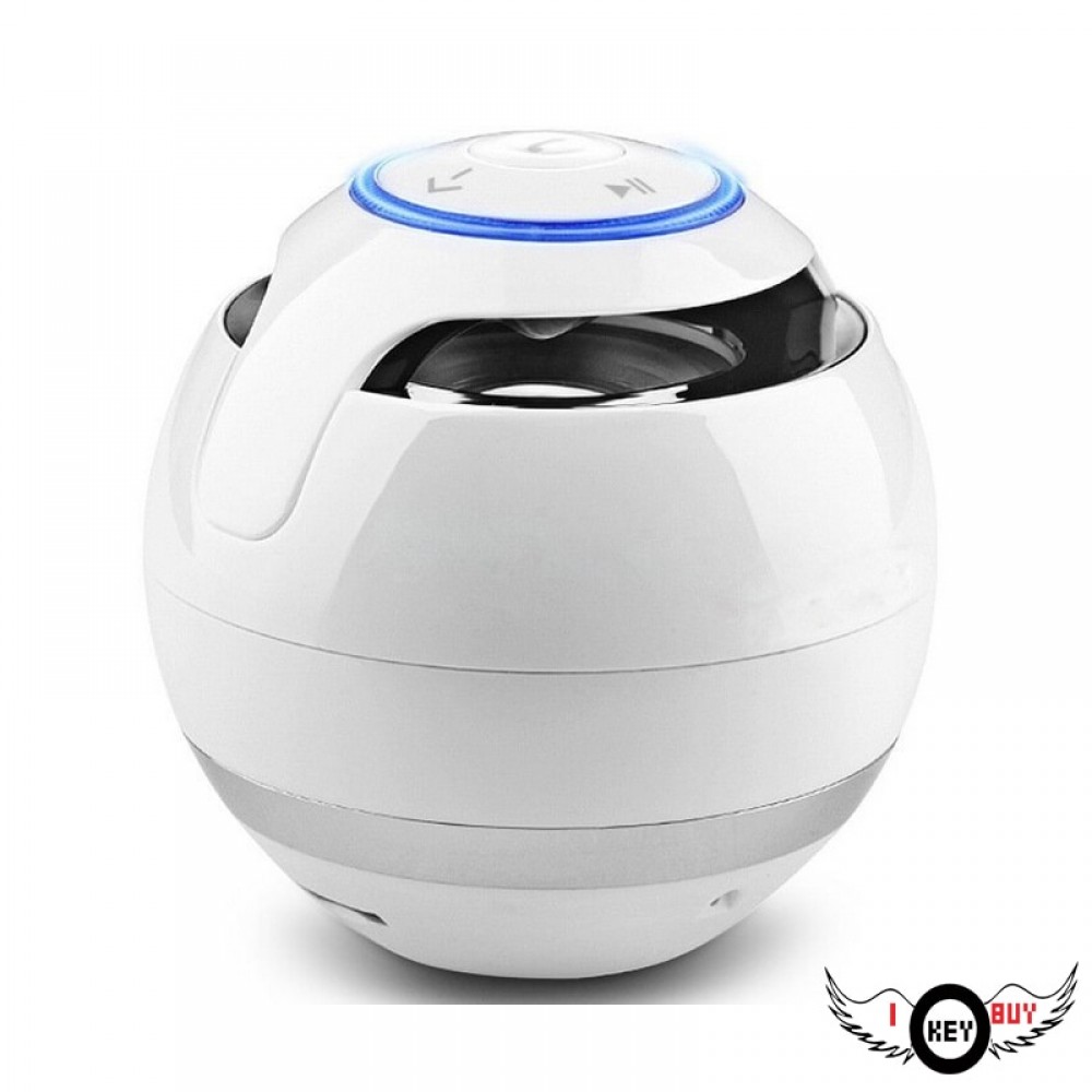 Portable Mini Bluetooth Speaer Ball White Wireless Subwoofer Speaker Microphone TF Card FM Radio LED Light Universal