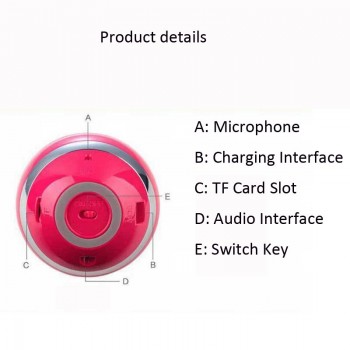 Portable Mini Bluetooth Speaer Ball White Wireless Subwoofer Speaker Microphone TF Card FM Radio LED Light Universal