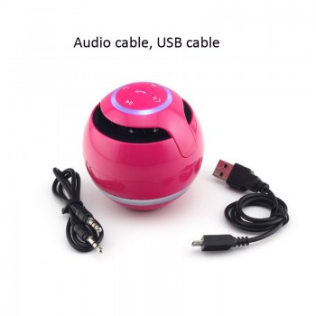 Portable Mini Bluetooth Speaer Ball White Wireless Subwoofer Speaker Microphone TF Card FM Radio LED Light Universal