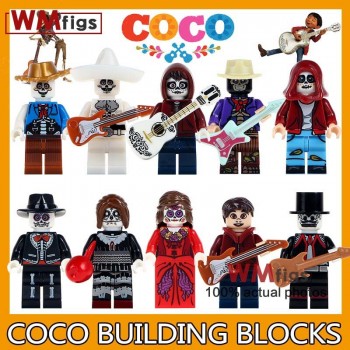 Single Coco Anime Legoingly Movie Figures Miguel Skeleton with Guitar Skull Ghost Model Building Blocks Toys for Children Gifts