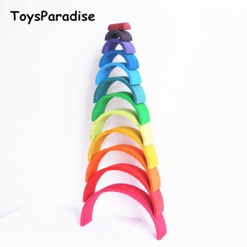 Baby Toys 12Pcs Rainbow Blocks Wooden Toys For Kids Large 84*35*18cm Creative Rainbow Building Blocks Montessori Educational Toy