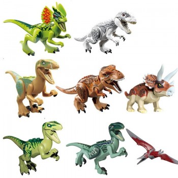 16 pcs Dinos Toy Buildable Legoings Dinosaur Building Blocks Figures with Movable Jaws Including T Rex Triceratops Velociraptor
