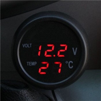 3 in 1 Digital LED car Voltmeter Thermometer Auto Car USB Charger 12V/24V Temperature Meter Voltmeter Cigarette Lighter