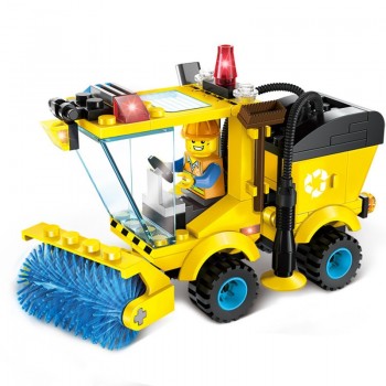 Enlighten Educational Building Block Sets City Series Sweeper Forklift Tractor Road Roller Bricks Model DIY Toys For Children