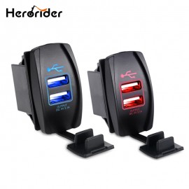 Herorider Car Motorcycle Waterproof 2 Port Dual USB Charger For iPhone Samsung 3.1A Mini Auto Charger Adapter Car-Charger