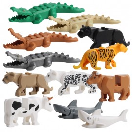 Duplos Animal Model Figures big Building Block Sets Crocodile leopard shark kids educational toys for children Gift Brinquedos