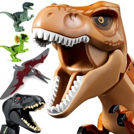16 pcs Dinos Toy Buildable Legoings Dinosaur Building Blocks Figures with Movable Jaws Including T Rex Triceratops Velociraptor