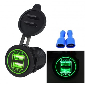 Auto 5V 4.2A Dual USB Charger Socket Adapter Power Outlet for 12V 24V Motorcycle Car