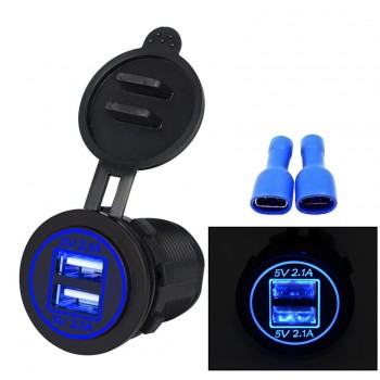 Auto 5V 4.2A Dual USB Charger Socket Adapter Power Outlet for 12V 24V Motorcycle Car