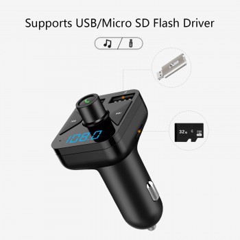 KORSEED USB Charger Wireless Bluetooth Car Kit FM Transmitter modulator Handsfree Carkit Audio Radio Music Mp3 Player for Phone