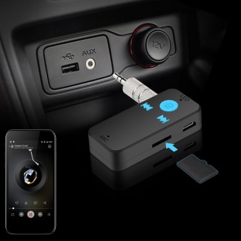 USB Bluetooth Receiver 3 in 1 Wireless 4.0 Bluetooth Adapter 3.5mm Audio Jack TF Card Reader MIC Call Support For Car Speaker X6