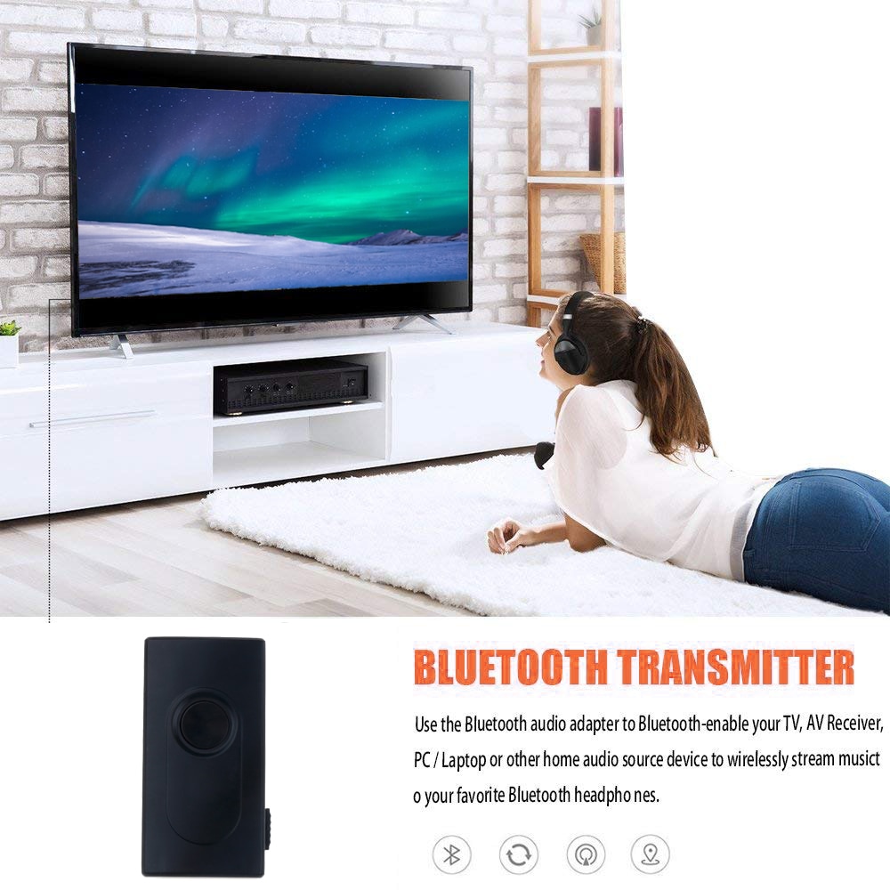 Bluetooth V4.2 Transmitter Receiver Car Kit Wireless A2DP 3.5mm Stereo Audio Music Adapter for TV Phone Car Speaker Mp3 Player