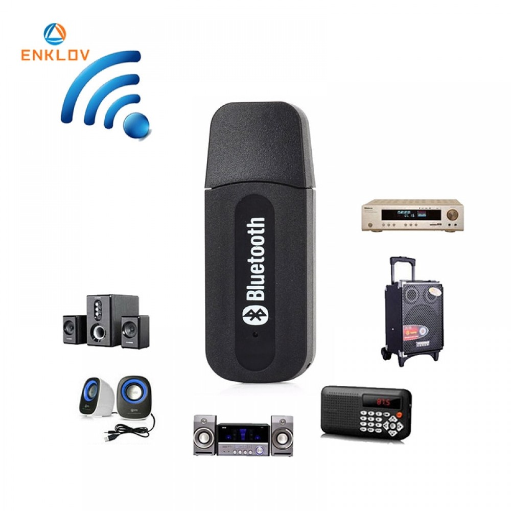 ENKLOV Bluetooth V2.1+EDR USB Drive Audio Receiver 3.5mm Cable Black Bluetooth Car kit For Phoneamp;Computer Bluetooth Adapter