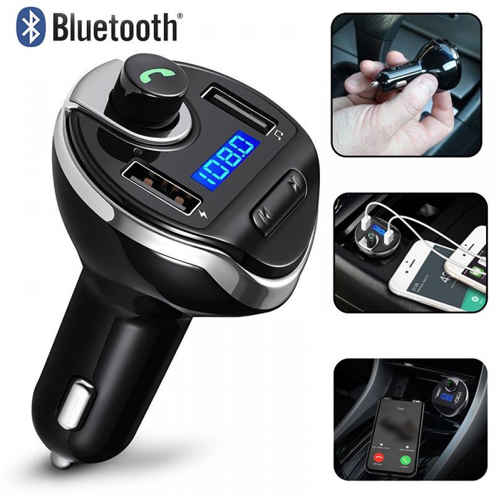 BEESCLOVER Bluetooth Car Kit FM Transmitter Wireless Radio Hands-free Adapter USB Charger Hands-free phone call MP3 function r30