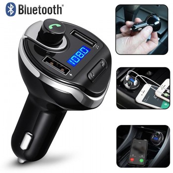 BEESCLOVER Bluetooth Car Kit FM Transmitter Wireless Radio Hands-free Adapter USB Charger Hands-free phone call MP3 function r30