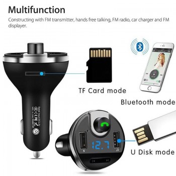 BEESCLOVER Bluetooth Car Kit FM Transmitter Wireless Radio Hands-free Adapter USB Charger Hands-free phone call MP3 function r30