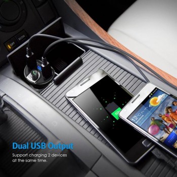 BEESCLOVER Bluetooth Car Kit FM Transmitter Wireless Radio Hands-free Adapter USB Charger Hands-free phone call MP3 function r30
