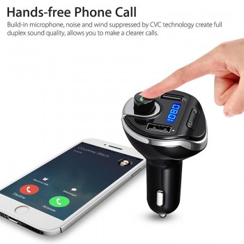 BEESCLOVER Bluetooth Car Kit FM Transmitter Wireless Radio Hands-free Adapter USB Charger Hands-free phone call MP3 function r30