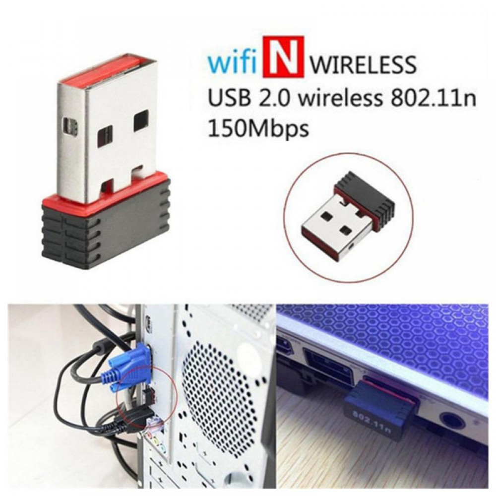 Mini USB 2.0 802.11n 150Mbps Wifi Network  Adapter for Windows Linux PC Supports 64/128 bit WEP, WPA encryption 9.14