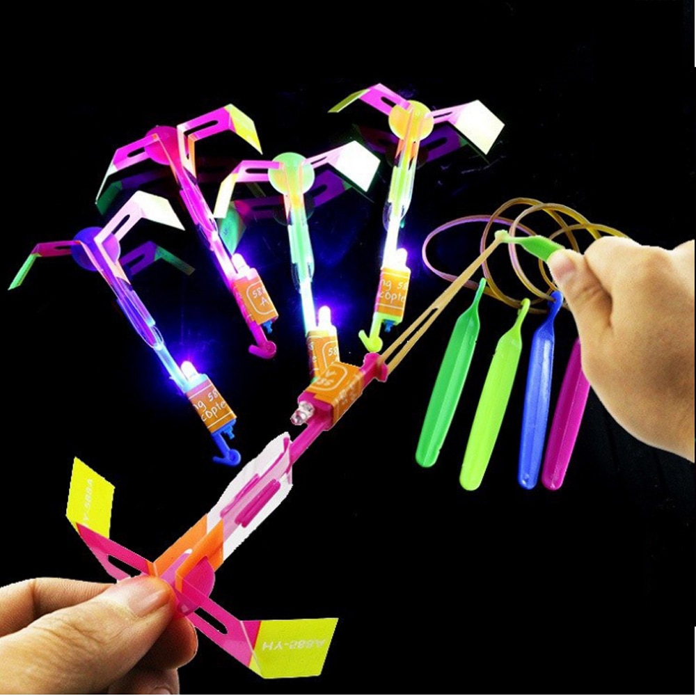 50/100PCS Rocket Flash Arrow Luminous Big Slingshot LED Light  Arrows Flash Helicopter Flying Emitting Childrens Toys Gift