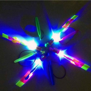 50/100PCS Rocket Flash Arrow Luminous Big Slingshot LED Light  Arrows Flash Helicopter Flying Emitting Childrens Toys Gift