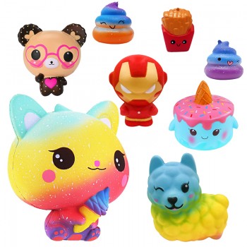 Funny Creative Squishy Cartoon fries Dazzle color Alpaca Slow Rising Relieves Stress Toys Gift For Children birthday present