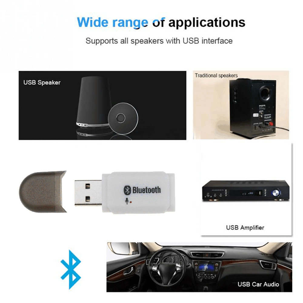USB AUX Bluetooth 5.0 Receiver Handsfree Car kit USB audio transmitter adapter for Car Speaker MP3 player With MIC No 3.5mm Jack