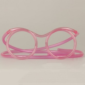 Fun soft plastic straw funny glasses flexible drinking toys party joke tube tools kids baby birthday toys