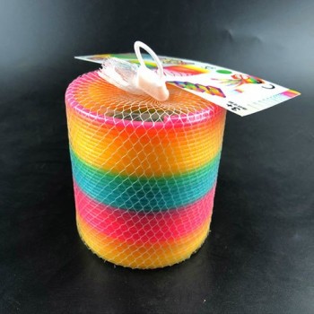 Rainbow Fashion Toys Child Colorful Rainbow Circle Folding Plastic Spring Coil Toy For Childrens Creative Educational Toys