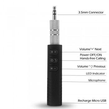 Universal 3.5mm jack Bluetooth AUX Car Kit Hands free Music Audio Receiver Adapter Auto AUX Kit for Speaker Headphone Car Stereo