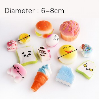 30pcs Random Slow Rising Squashy Toy Antistress Simulation Bread Cream Bun Pendant Donut Charm Antistress Stretchy Squish Toys