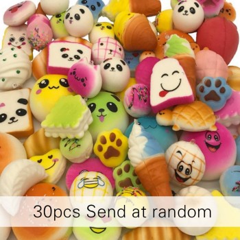 30pcs Random Slow Rising Squashy Toy Antistress Simulation Bread Cream Bun Pendant Donut Charm Antistress Stretchy Squish Toys