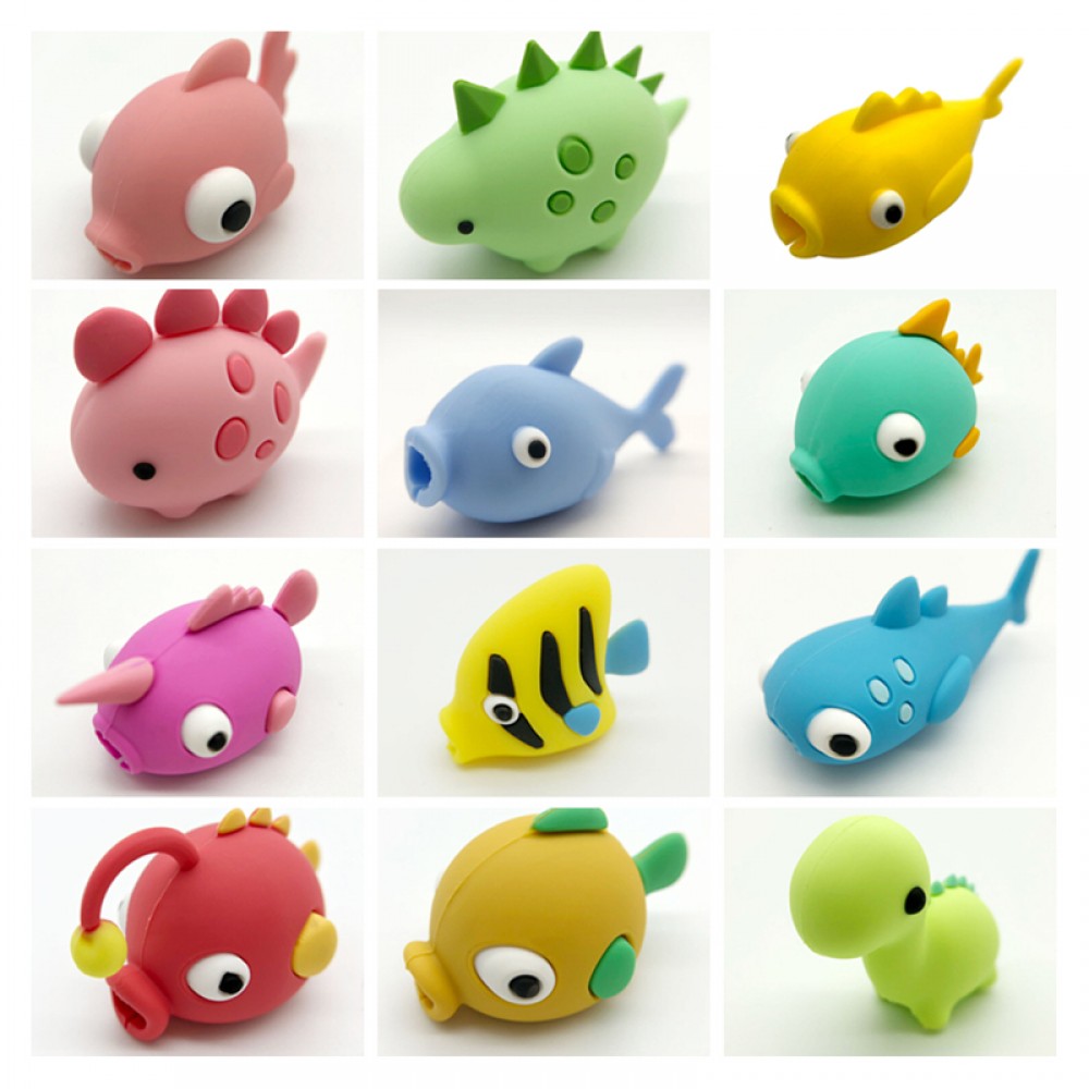 new Cable bite Dinosaur USB Cable bite protector FISH Mobile Phone Connector Accessory Organizer doll Dropshipping squishy toy